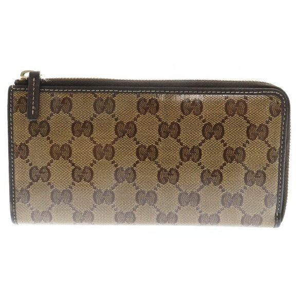 Gucci GG Crystal Zip Long Wallet Brown - Picture 1 of 6